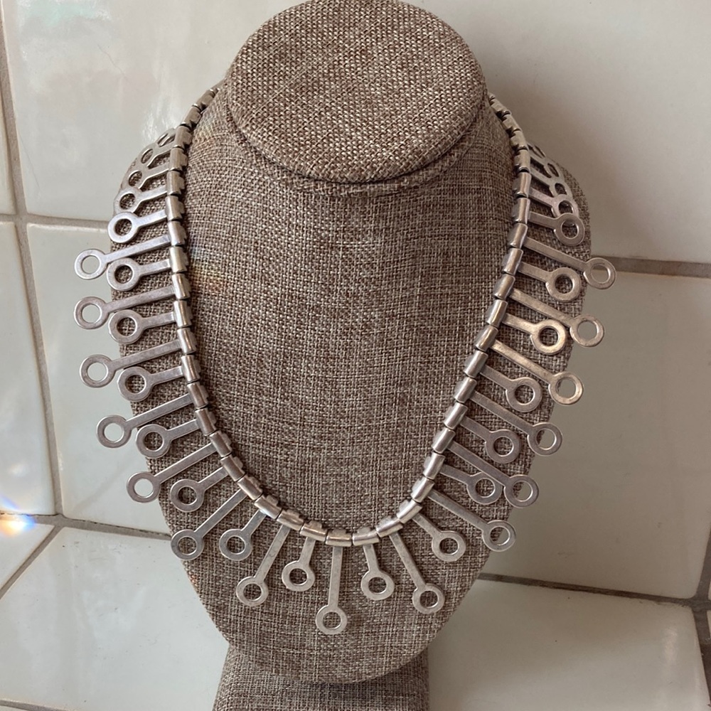Modernist Metal Necklace Hand Made Art